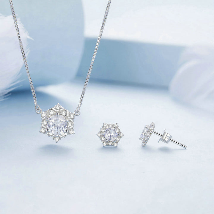 Snowflake Festive Crystal Jewellery Set in 925 Sterling Silver - Aspect Jewellery