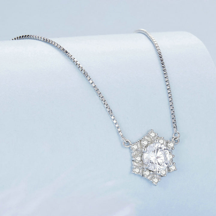 Snowflake Necklace Platinum Plated in 925 Sterling Silver - Aspect Jewellery