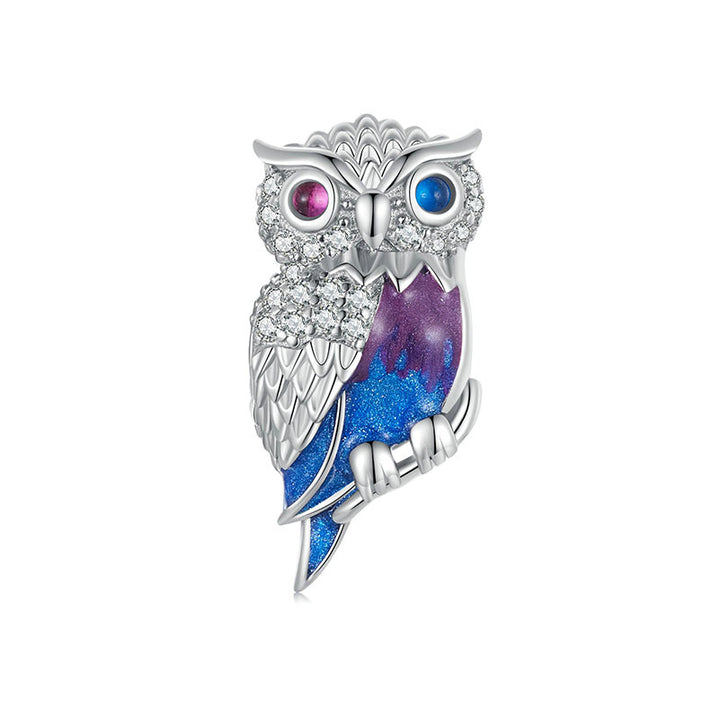 Sparkling Magic Owl Charm in 925 Sterling Silver - Aspect Jewellery