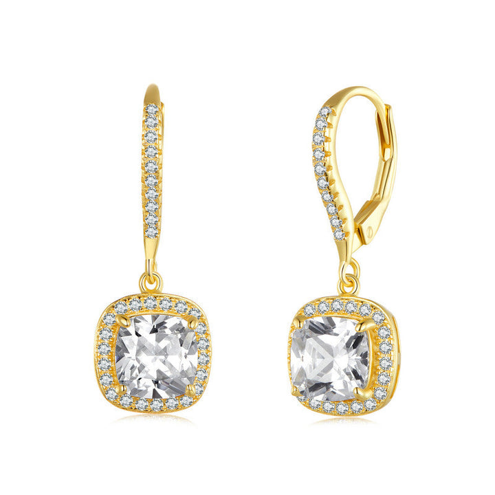 Sparkling Square Drop Earrings in 925 Sterling Silver Gold Plated - Aspect Jewellery#color_gold