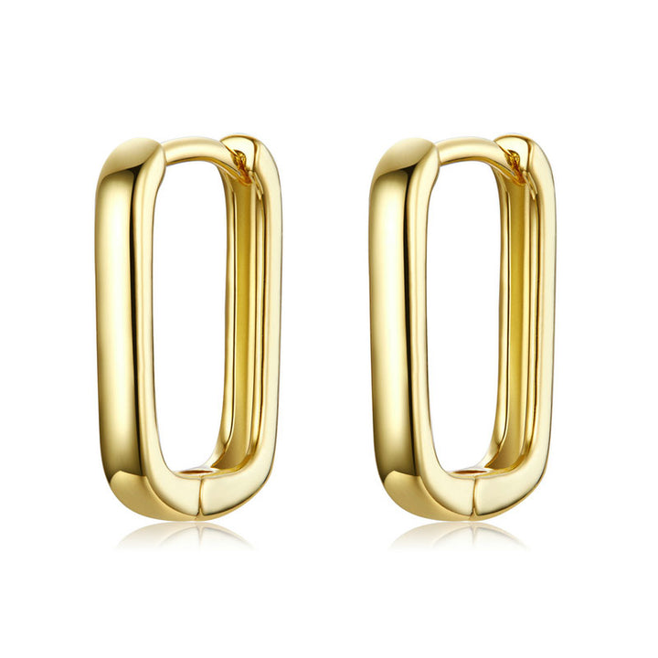 Square Hoop Earrings in 925 Sterling Silver - Aspect Jewellery#color_gold