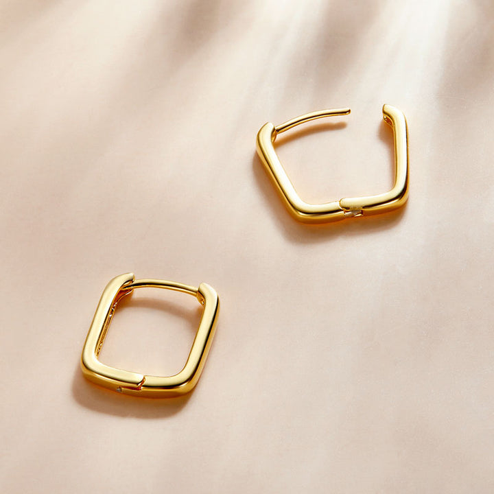 Square Hoop Earrings in 925 Sterling Silver - Aspect Jewellery#color_gold