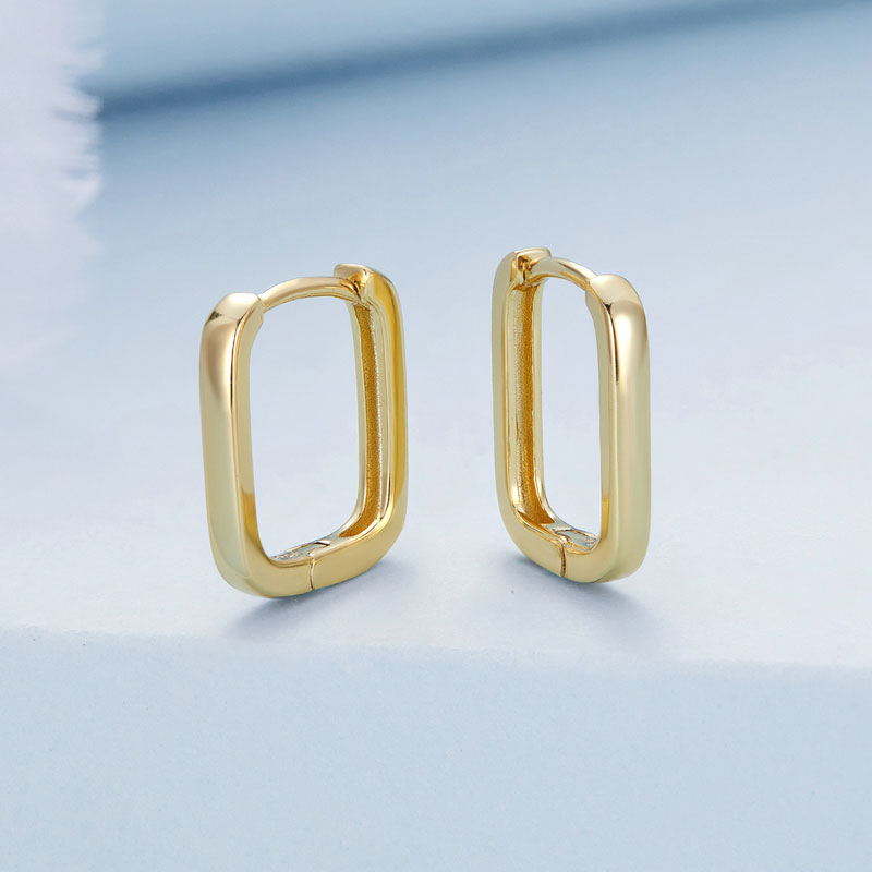 Square Hoop Earrings in 925 Sterling Silver - Aspect Jewellery#color_gold