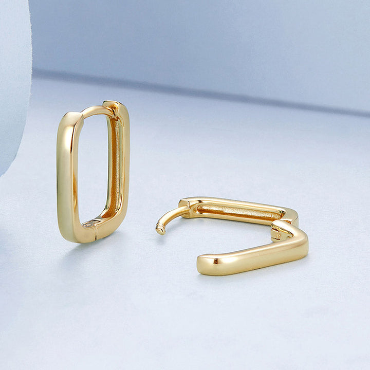 Square Hoop Earrings in 925 Sterling Silver - Aspect Jewellery#color_gold