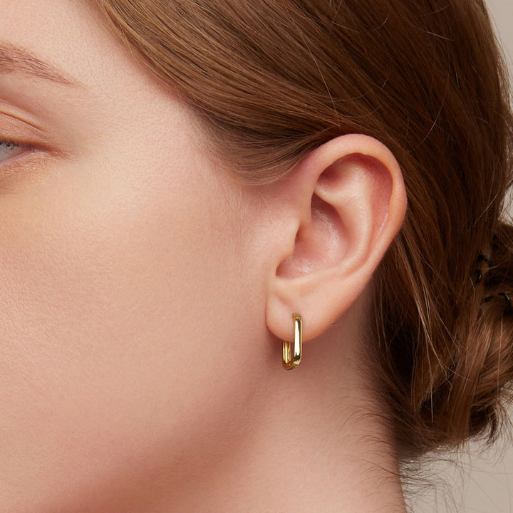 Square Hoop Earrings in 925 Sterling Silver - Aspect Jewellery#color_gold