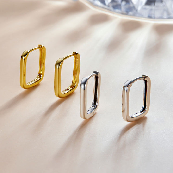 Square Hoop Earrings in 925 Sterling Silver - Aspect Jewellery#color_gold