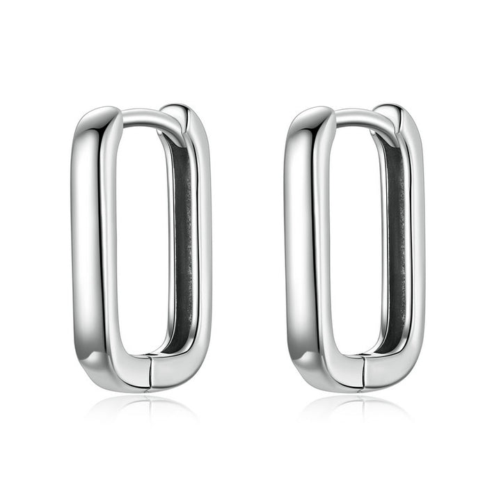 Square Hoop Earrings in 925 Sterling Silver - Aspect Jewellery#color_silver