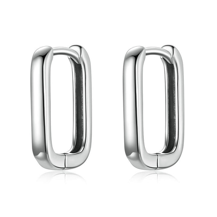 Square Hoop Earrings in 925 Sterling Silver - Aspect Jewellery#color_silver