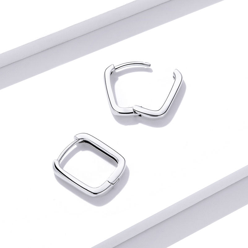 Square Hoop Earrings in 925 Sterling Silver - Aspect Jewellery#color_silver