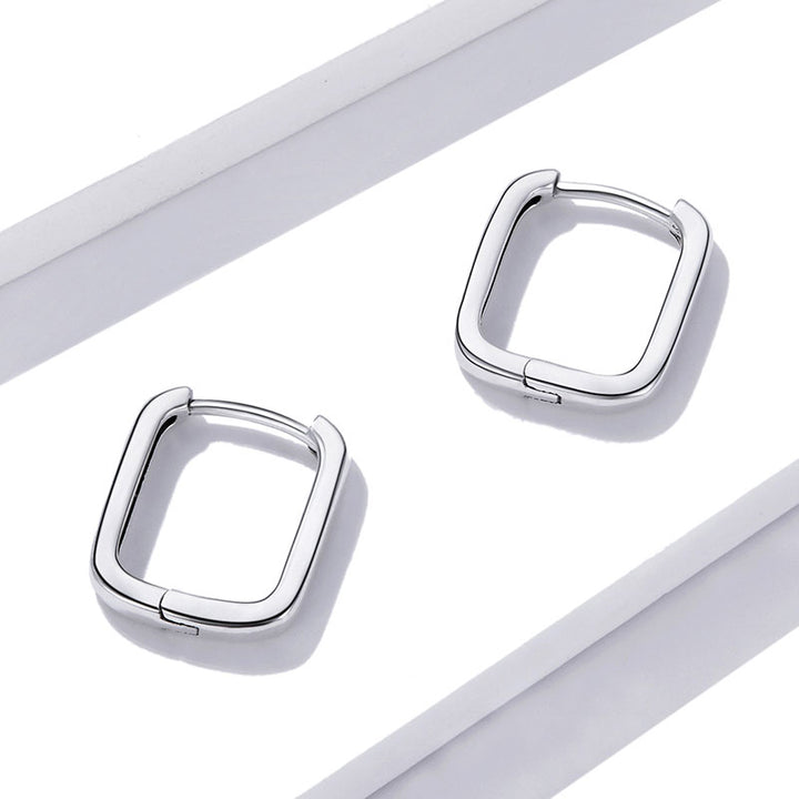 Square Hoop Earrings in 925 Sterling Silver - Aspect Jewellery#color_silver