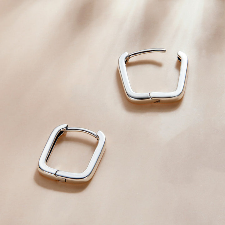 Square Hoop Earrings in 925 Sterling Silver - Aspect Jewellery#color_silver