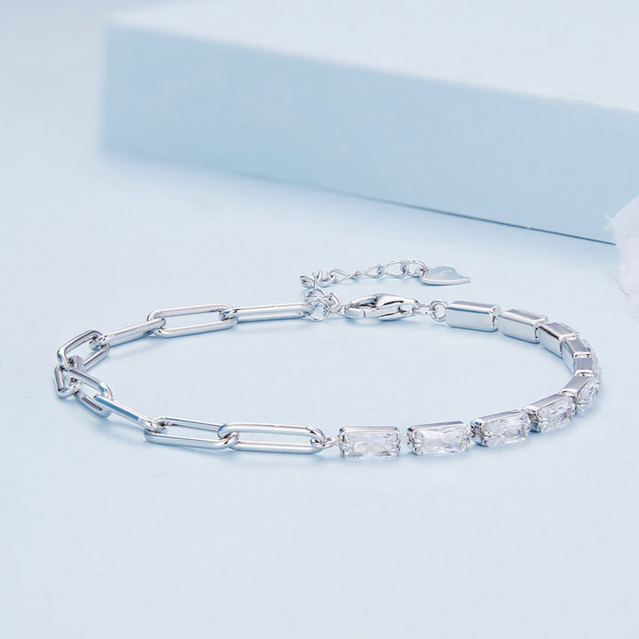 Square Zircon Tennis Bracelet in 925 Sterling Silver - Aspect Jewellery