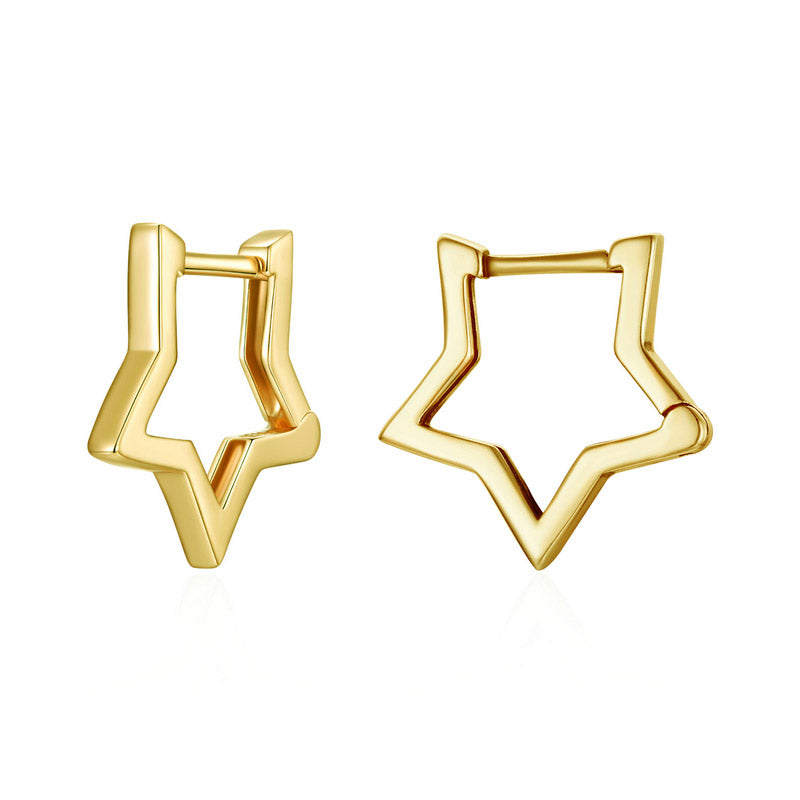 Star Hoop Earrings in 925 Sterling Silver - Aspect Jewellery#color_gold