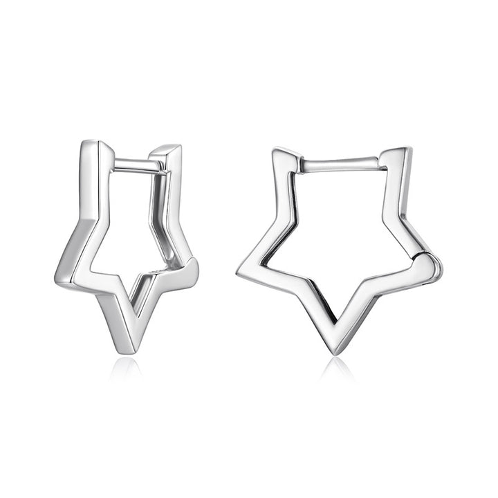 Star Hoop Earrings in 925 Sterling Silver - Aspect Jewellery#color_silver