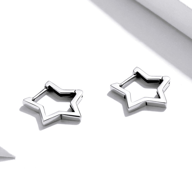 Star Hoop Earrings in 925 Sterling Silver - Aspect Jewellery#color_silver