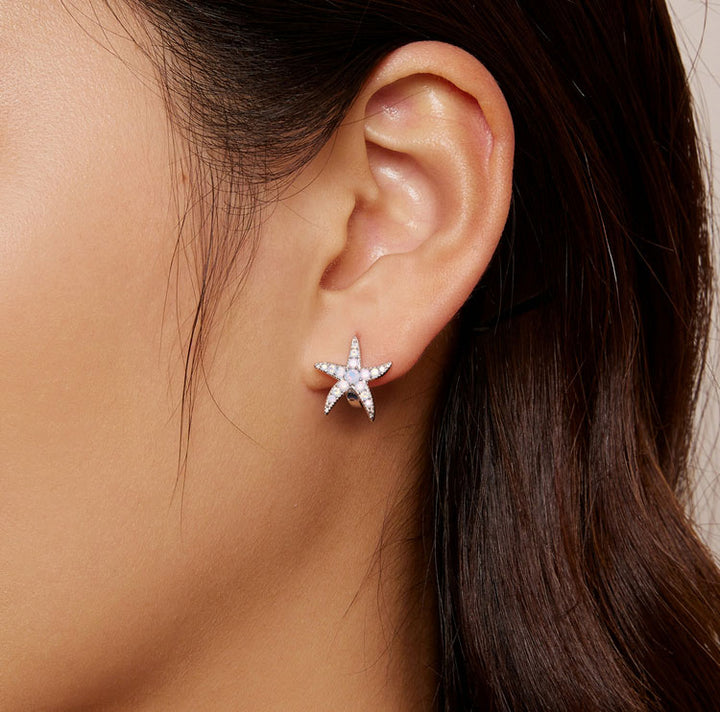 Starfish Crystal Earrings in 925 Sterling Silver