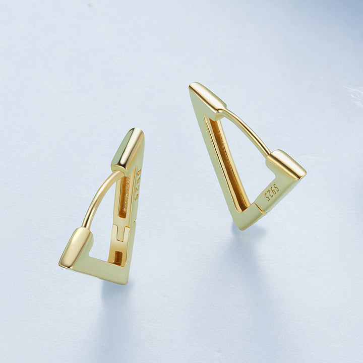 Triangle Hoop Earrings in 925 Sterling Silver - Aspect Jewellery#color_gold