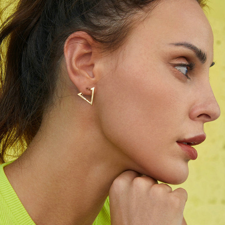 Triangle Hoop Earrings in 925 Sterling Silver - Aspect Jewellery#color_gold