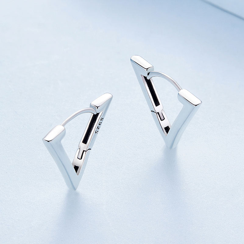 Triangle Hoop Earrings in 925 Sterling Silver - Aspect Jewellery#color_silver