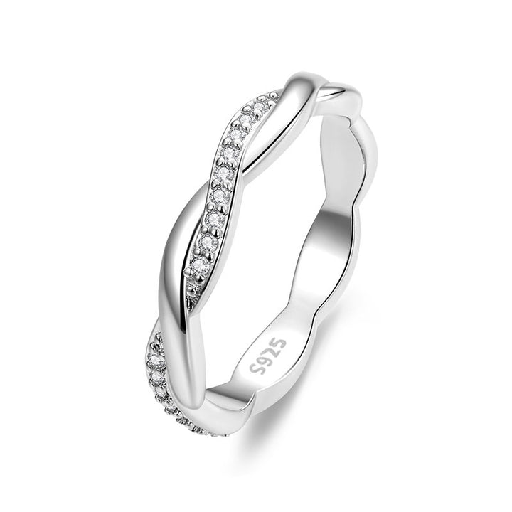 Wedding Twisted Crystal Band Ring in Sterling Silver - Aspect Jewellery#color_silver