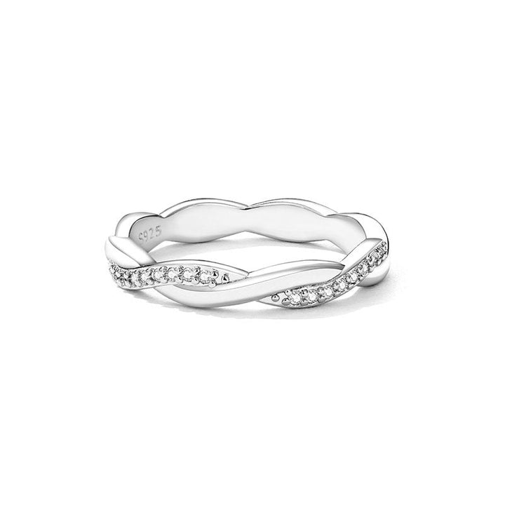 Wedding Twisted Crystal Band Ring in Sterling Silver - Aspect Jewellery#color_silver