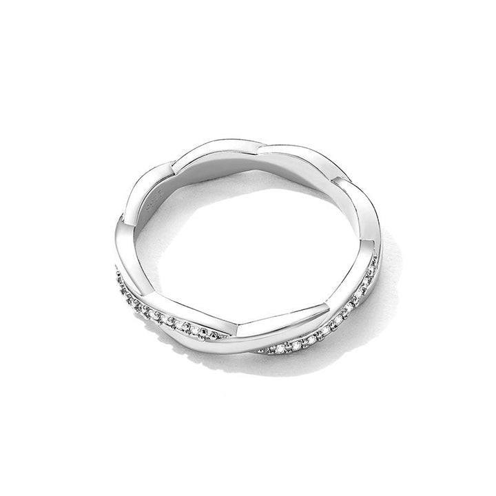 Wedding Twisted Crystal Band Ring in Sterling Silver - Aspect Jewellery#color_silver