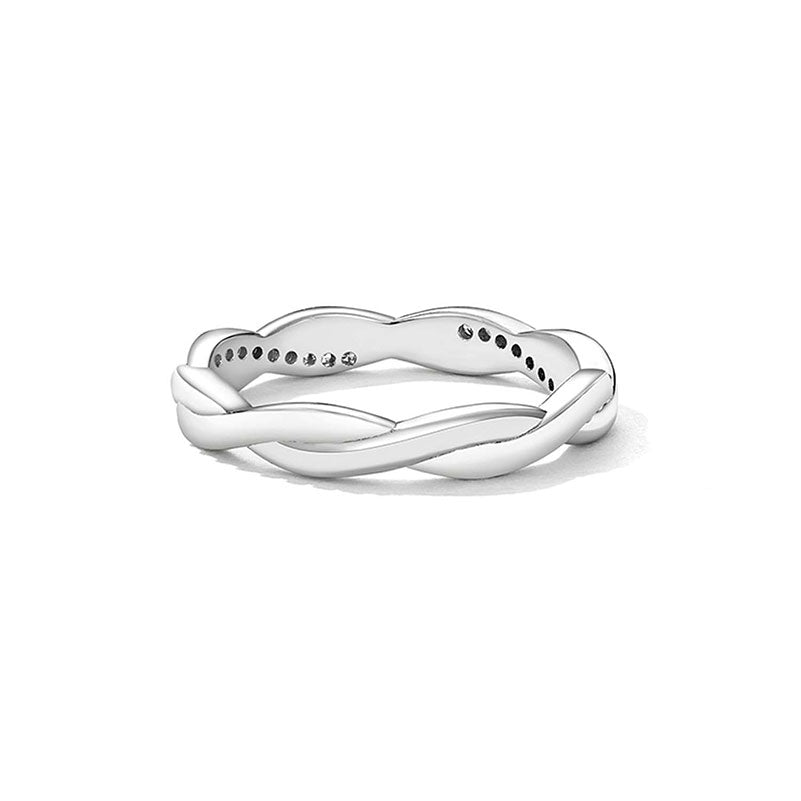 Wedding Twisted Crystal Band Ring in Sterling Silver - Aspect Jewellery#color_silver