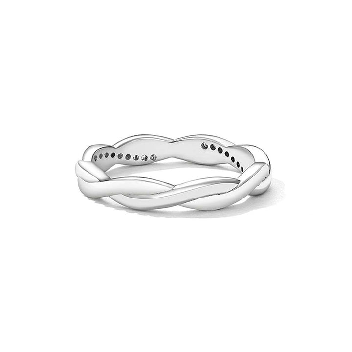 Wedding Twisted Crystal Band Ring in Sterling Silver - Aspect Jewellery#color_silver