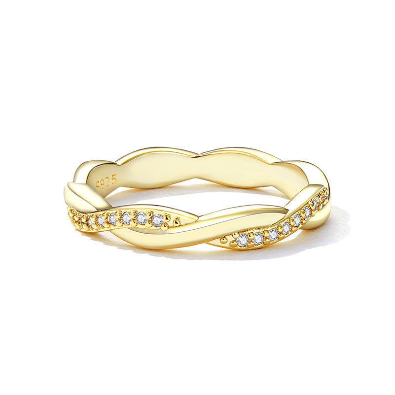 Wedding Twisted Crystal Band Ring in Sterling Silver - Aspect Jewellery#color_gold