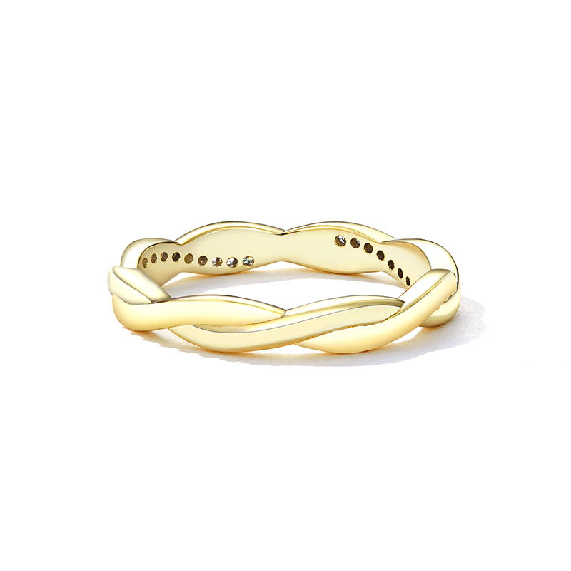 Wedding Twisted Crystal Band Ring in Sterling Silver - Aspect Jewellery#color_gold