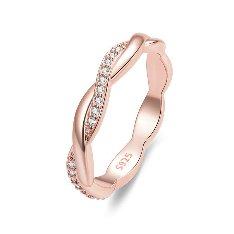 Wedding Twisted Crystal Band Ring in Sterling Silver - Aspect Jewellery#color_rose-gold