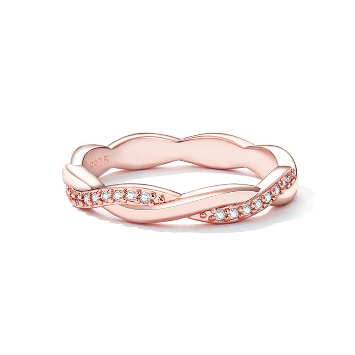 Wedding Twisted Crystal Band Ring in Sterling Silver - Aspect Jewellery#color_rose-gold