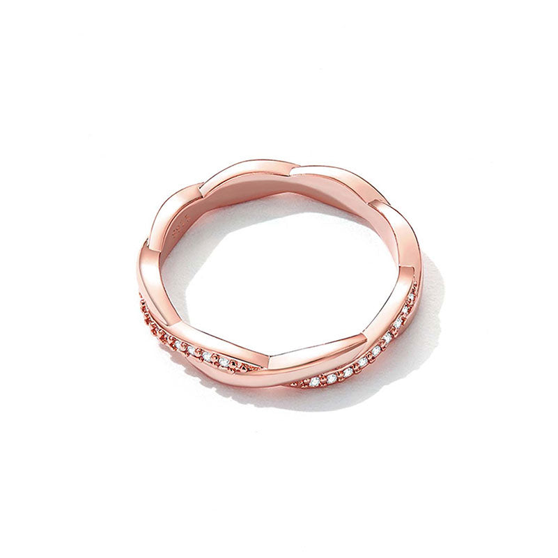 Wedding Twisted Crystal Band Ring in Sterling Silver - Aspect Jewellery#color_rose-gold