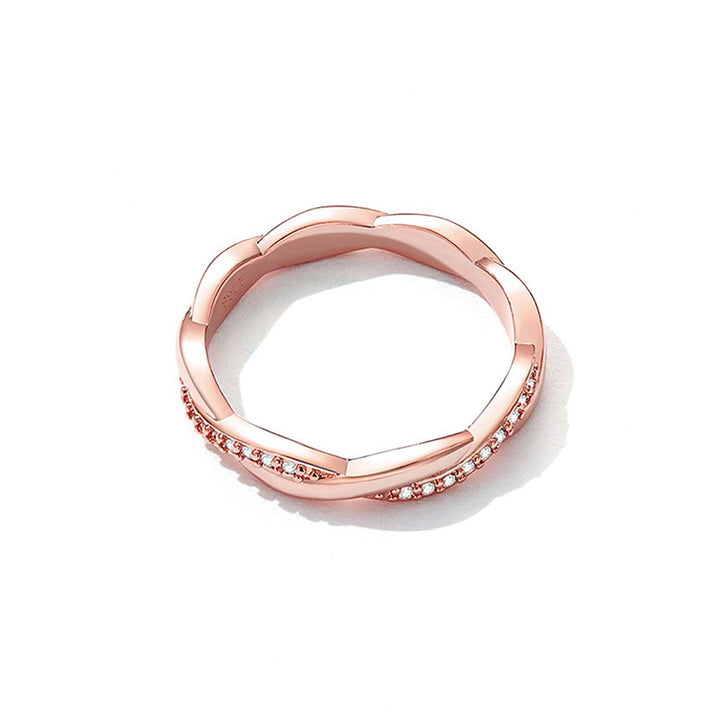 Wedding Twisted Crystal Band Ring in Sterling Silver - Aspect Jewellery#color_rose-gold