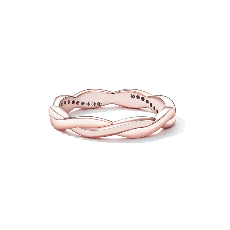 Wedding Twisted Crystal Band Ring in Sterling Silver - Aspect Jewellery#color_rose-gold