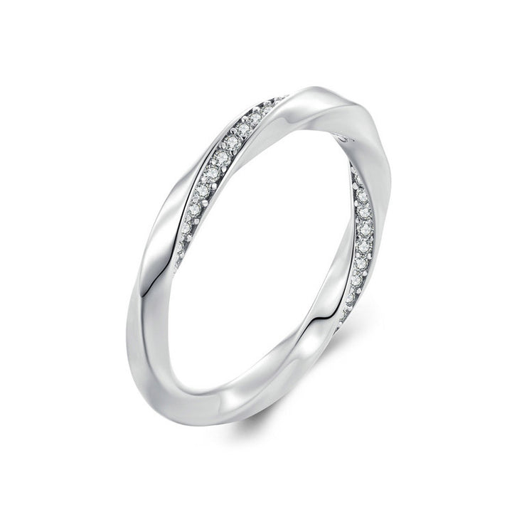 Twisted Crystal Ring in Sterling Silver Platinum Plated - Aspect Jewellery