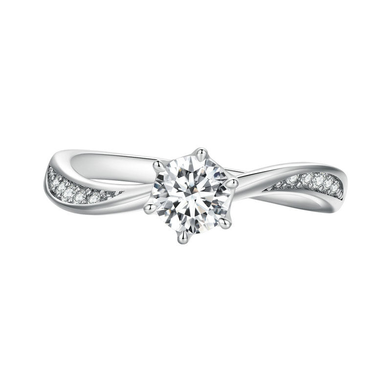 Twisted Cubic Zirconia Engagement Ring in Sterling Silver - Aspect Jewellery