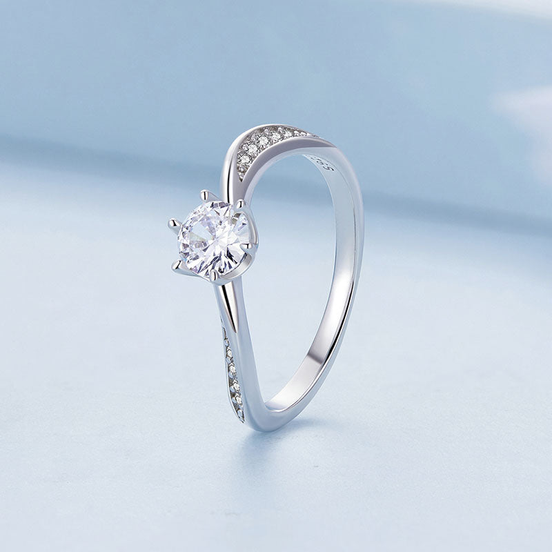 Twisted Cubic Zirconia Engagement Ring in Sterling Silver - Aspect Jewellery