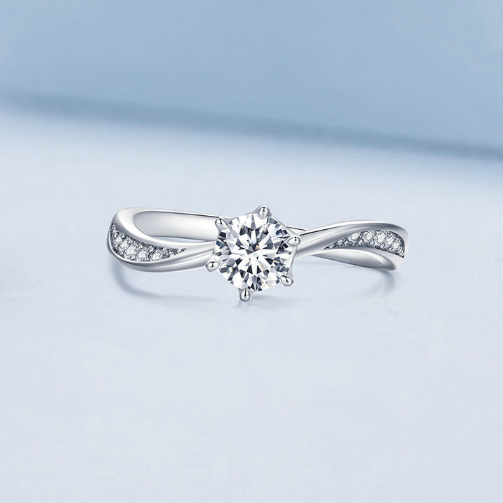 Twisted Cubic Zirconia Engagement Ring in Sterling Silver - Aspect Jewellery