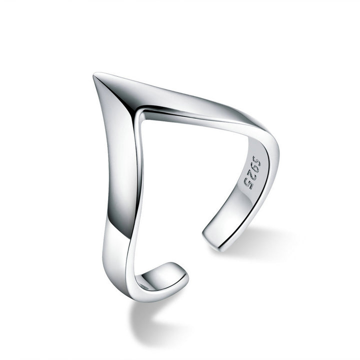 V Shape Geometric Adjustable Ring in 925 Sterling Silver - Aspect Jewellery#color_silver