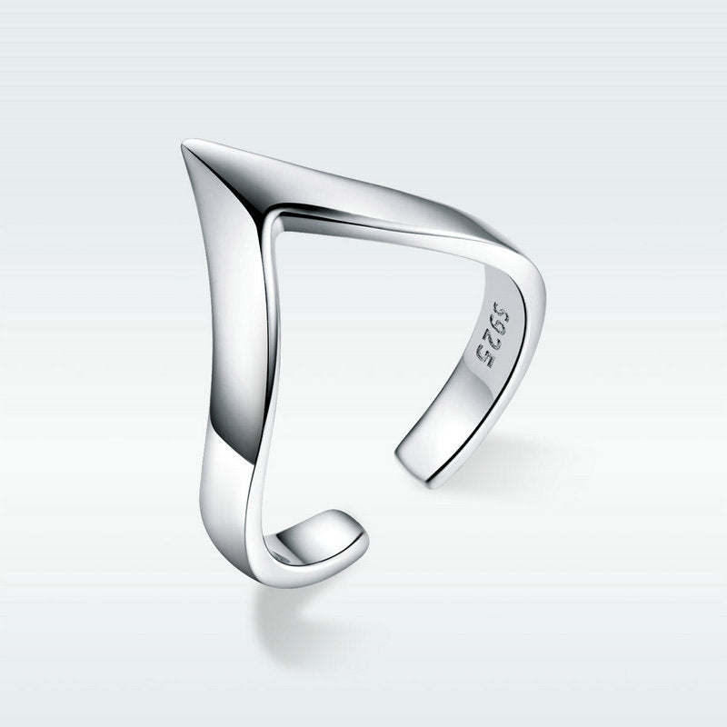 V Shape Geometric Adjustable Ring in 925 Sterling Silver - Aspect Jewellery#color_silver