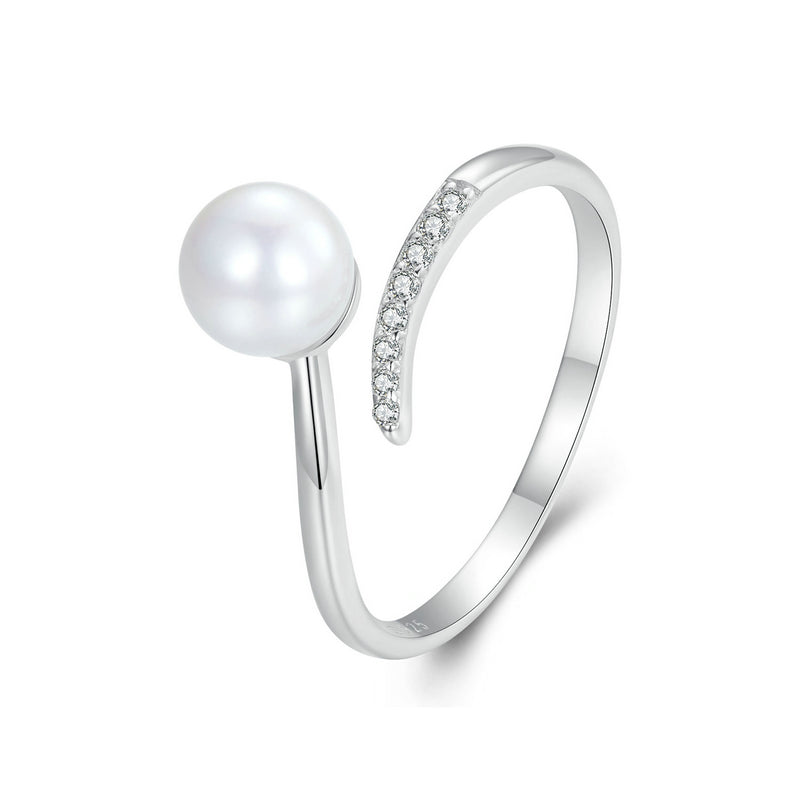 White Pearl Adjustable Ring in 925 Sterling Silver - Aspect Jewellery