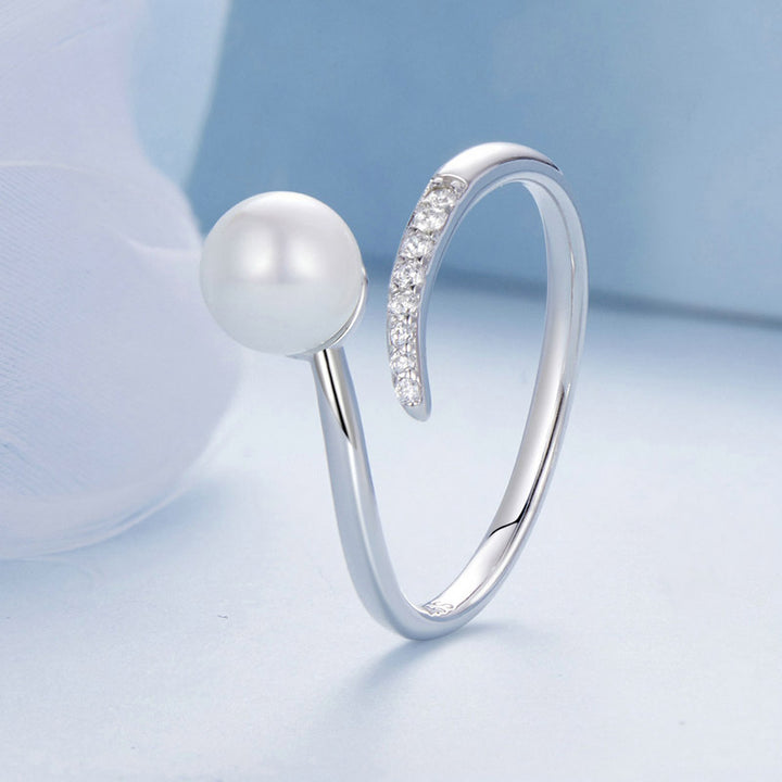 White Pearl Adjustable Ring in 925 Sterling Silver - Aspect Jewellery