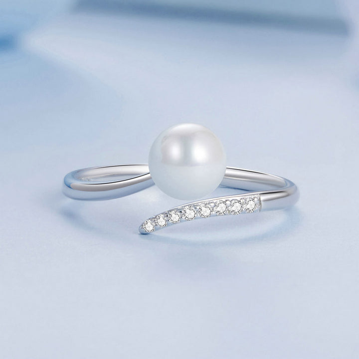 White Pearl Adjustable Ring in 925 Sterling Silver - Aspect Jewellery