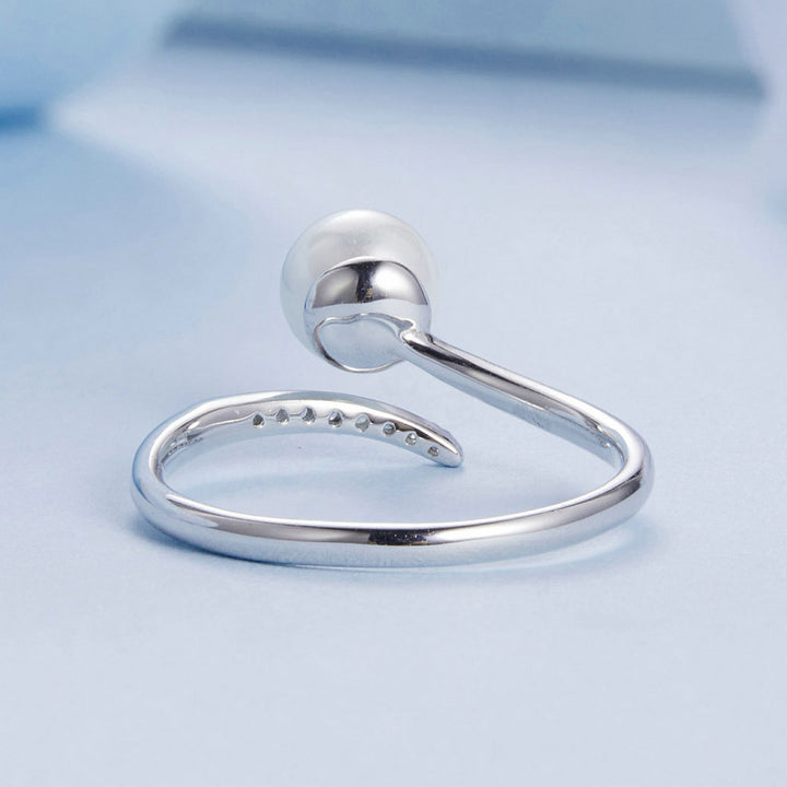 White Pearl Adjustable Ring in 925 Sterling Silver - Aspect Jewellery