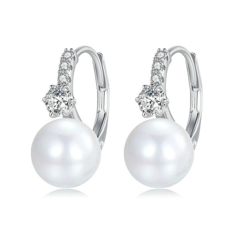 Elegant White Pearl Earrings in 925 Sterling Silver - Aspect Jewellery