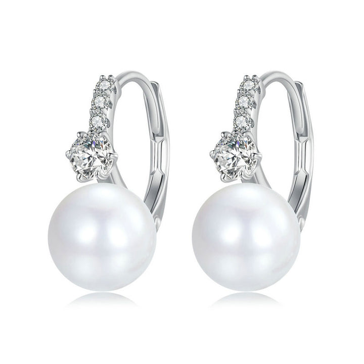 Elegant White Pearl Earrings in 925 Sterling Silver - Aspect Jewellery