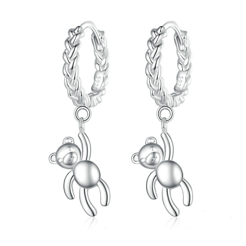 Adorable Bear Drop Earrings in 925 Sterling Silver - Aspect Jewellery