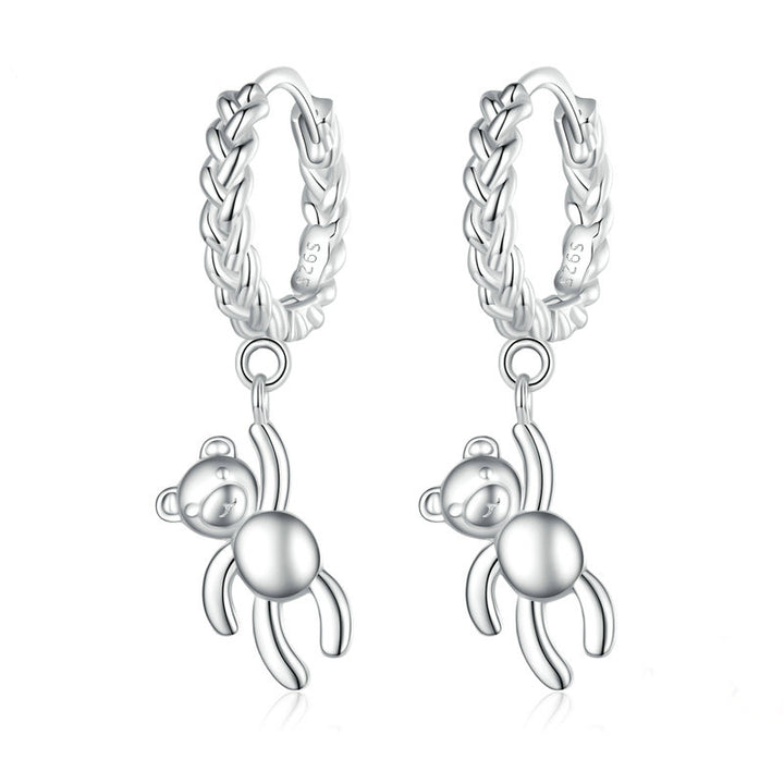 Adorable Bear Drop Earrings in 925 Sterling Silver - Aspect Jewellery