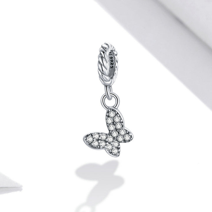 Butterfly Dangle Charm Pendant - Sterling Silver